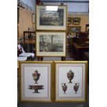 A collection of four prints of foxhunting and Venetian urns. 57 x 43cm (4).