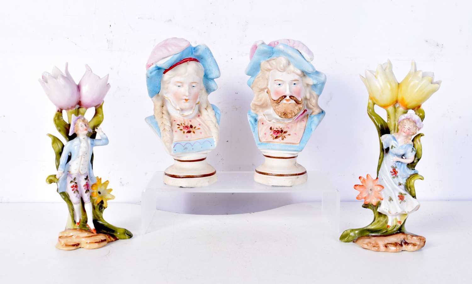 An 18th century Staffordshire figure of Hope, Faith & Charity together with other porcelain figures, - Bild 2 aus 3