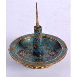 A RARE 17TH/18TH CENTURY CHINESE CLOISONNE ENAMEL PRICKET CANDLESTICK Ming/Qing, of unusual form,