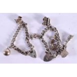 TWO HALLMARKED SILVER CHARM BRACELETS WITH 8 CHARMS. Total weight 78g