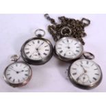 FOUR VICTORIAN SILVER POCKET WATCHES TOGETHER WITH AN ASSOCIATED WATCH CHAIN – Hallmark Birmingham