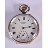 AN EARLY 20TH CENTURY JW BENSON OF LONDON SILVER MANUAL WIND POCKET WATCH. Hallmarked London