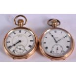 TWO 10CT GOLD PLATED POCKET WATCHES,1 WALTHAM AND 1 ARMSTRONG MANCHESTER. Both not working, 5cm