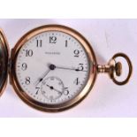 A GOLD PLATED WALTHAM TRAVELLER POCKET WATCH. 5cm Diameter (excl crown). Working