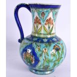 A LOVELY 19TH CENTURY FRENCH ART NOUVEAU POTTERY JUG by Theodore Deck, painted with organic