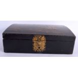 A REGENCY CARVED AND LACQUERED COUNTRY HOUSE WOOD BOX AND COVER decorated in relief with Chinese