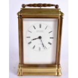 A LATE 19TH CENTURY FRENCH BRASS CARRIAGE CLOCK Edward Bright Pavilion Buildings Brighton, with push
