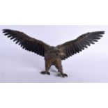 A LARGE 19TH CENTURY AUSTRIAN COLD PAINTED BRONZE EAGLE Attributed to Franz Xavier Bergmann,