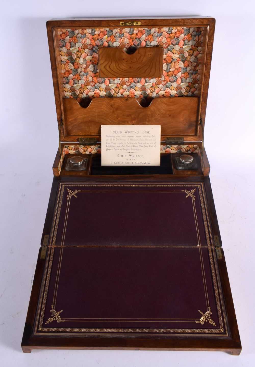 A LOVELY 19TH CENTURY SCOTTISH INLAID MARQUETRY WRITING DESK by John Wallace of Glasgow, formed from - Bild 2 aus 5