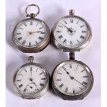 FOUR LADIES SILVER CASED POCKET WATCHES/ Stamped 935. Largest 4.2cm dial, not working, total