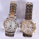 TWO SEIKO CHRONOGRAPHS. Largest Dial 3.7cm. Not working (2)