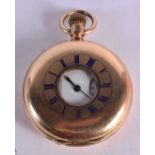 A 14CT GOLD PLATED HALF HUNTER POCKET WATCH BY HOGG AND SHAW OF MANCHESTER. Dial 5cm, working, total