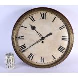 A LARGE EARLY VICTORIAN FUSEE MAHOGANY WALL CLOCK with bold painted dial, decorated with black