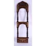 A LARGE 19TH CENTURY ANGLO INDIAN ROSEWOOD AND BRASS FRAME decorated with foliage and scrolling