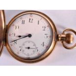 A GOLD PLATED DENNISON POCKET WATCH. 5cm Diameter (excl crown). Working