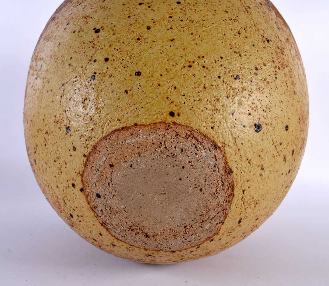 AN UNUSUAL LARGE ENGLISH STUDIO POTTERY STONEWARE DINOSAUR EGG painted with motifs. 35 cm x 28 cm. - Image 3 of 4