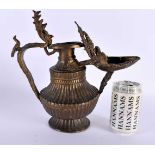 A RARE 18TH/19TH CENTURY TIBETAN NEPALESE BRONZE SUKUNDA LAMP the body decorated all over with