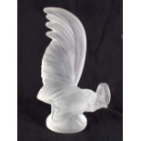A FRENCH LALIQUE GLASS FIGURE OF A COCKERELL. 9.5 cm high.