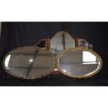 An antique table top mirror together with two other mirrors 70 x 87 cm. (3).