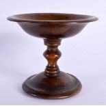 AN ANTIQUE OLIVE WOOD TREEN WOOD TAZZA. 9 cm x 9 cm.