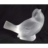 A FRENCH LALIQUE GLASS BIRD. 10 cm x 8 cm.