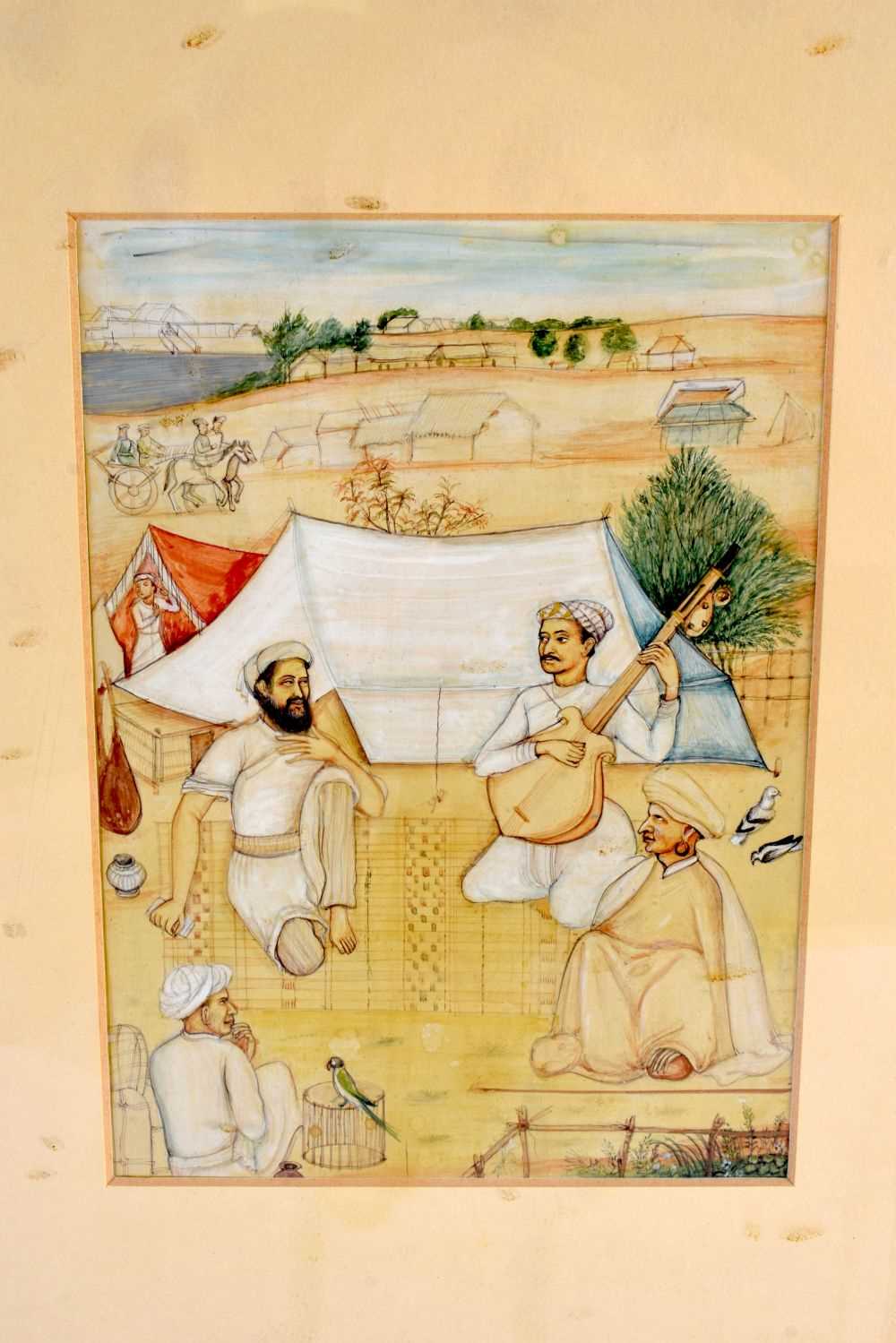 Indian School (19th Century) Watercolour, Musicians playing within a landscape. 38 cm x 24 cm. - Image 2 of 6