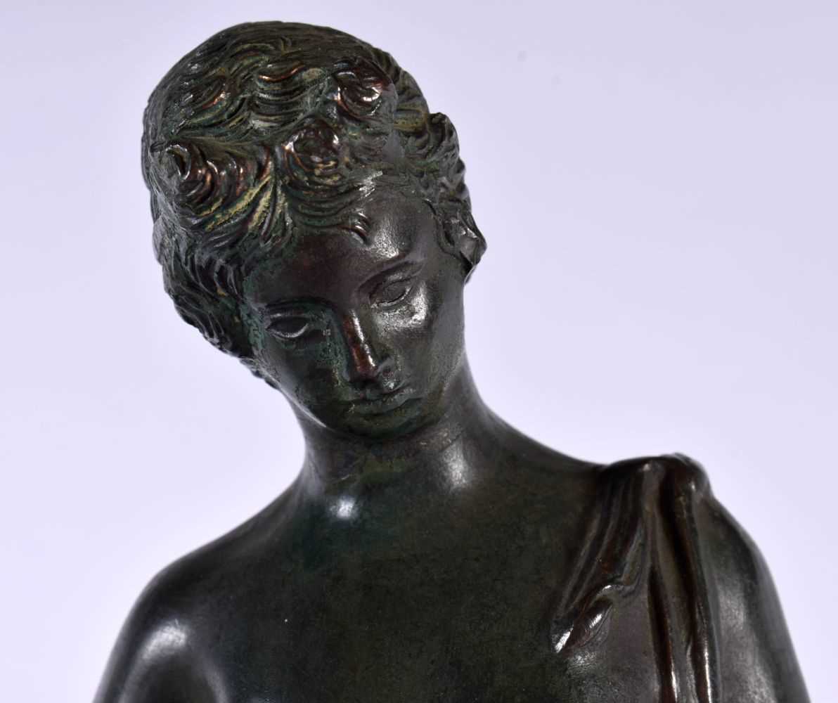 A 19TH CENTURY EUROPEAN ITALIAN GRAND TOUR PATINATED METAL FIGURE OF A NUDE MALE possibly bronze, - Image 5 of 6