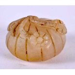 A 19TH CENTURY CHINESE CARVED GREYISH WHITE JADE FRUITING POD Qing. 3.5 cm wide.