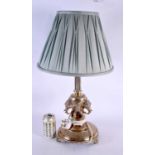 A RARE LATE VICTORIAN/EDWARDIAN SILVER PLATED ELEPHANT COUNTRY HOUSE LAMP modelled upon a rococo