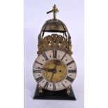 A LATE 19TH CENTURY BRASS LANTERN CLOCK Ayselin of London, of typical form, with a two train fusee