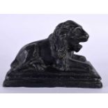 A GEORGE III LEAD COUNTRY HOUSE LION. 15 cm x 10 cm.