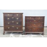 A 18th/19th Century oak 5 drawer chest together with another chest 100 x 92 x 50 cm (2).