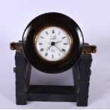 A RARE 1950S DUNHILL MILITARY CANNON DESK CLOCK. 15 cm x 15 cm.