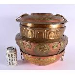 A LARGE EARLY 20TH CENTURY CHINESE TIBETAN FOOD WARMER AND COVER formed from mixed metals. 37 cm x