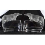 A RARE LARGE PAIR OF FRENCH LALIQUE GLASS SOBEK EGYPTIAN CROCODILE BOOKENDS modelled with their