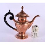 A GEORGE III COPPER COFFEE POT AND COVER. 32 cm x 27 cm.