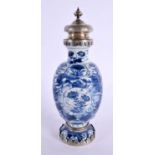 A LOVELY 17TH/18TH CENTURY CHINESE BLUE AND WHITE PORCELAIN VASE Kangxi, with Dutch silver