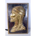 A Repossee brass wall hanging of Saladin 46 x 31 cm