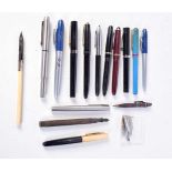 A collection of Fountain Pens together with other pens Sheaffer, Osmiroid etc (Qty).