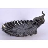 A RARE ART DECO EUROPEAN PEWTER DRAGON AND SERPENT SHELL BOWL Attributed to WMF. 28 cm x 22 cm.