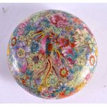 A 19TH CENTURY CHINESE FAMILLE ROSE MILLEFIORI PORCELAIN BOX AND COVER bearing Qianlong marks to