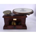 AN UNUSUAL PAIR OF ANTIQUE MAHOGANY SCALES S Maw & Son of London. 28 cm x 20 cm.
