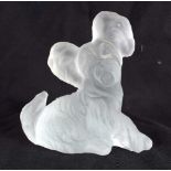 A FRENCH LALIQUE GLASS DOG. 10 cm x 8 cm.