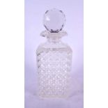 AN ANTIQUE CUT GLASS DECANTER AND STOPPER. 24 cm high.