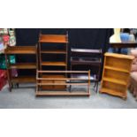 A Mid Century Book Stand, Ercol book stand together with four other book shelves 103 cm (5)