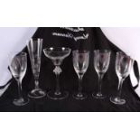 SIX ASSORTED FRENCH GLASS CUPS AND GOBLETS in various forms and sizes. Largest 27cm high. (6)