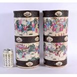 A LARGE PAIR OF 19TH CENTURY CHINESE CRACKLE GLAZES FAMILLE ROSE VASES painted with warriors