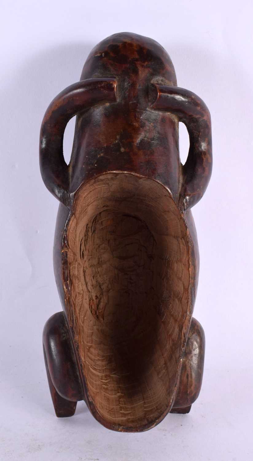 A RARE EARLY 20TH CENTURY AFRICAN TRIBAL CARVED WOOD BOWL formed as an upturned nude female. 25 cm x - Image 2 of 4