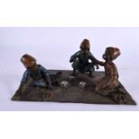 A CONTEMPORARY COLD PAINTED BRONZE GROUP OF DICE PLAYERS. 22 cm x 14 cm.