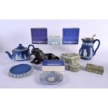 ASSORTED WEDGWOOD JASPERWARE together with a Japanese spelter tiger. (qty)